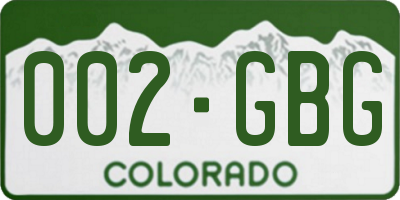 CO license plate 002GBG