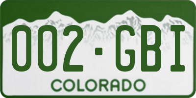 CO license plate 002GBI