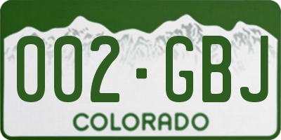 CO license plate 002GBJ