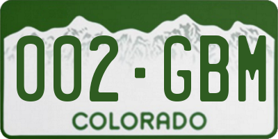 CO license plate 002GBM