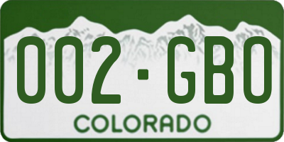 CO license plate 002GBO