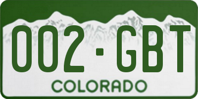 CO license plate 002GBT