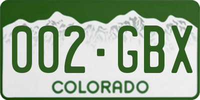 CO license plate 002GBX