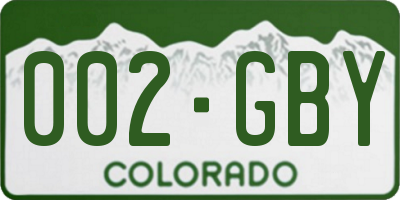 CO license plate 002GBY