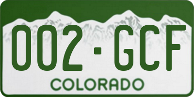 CO license plate 002GCF