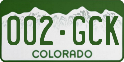 CO license plate 002GCK