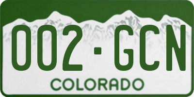 CO license plate 002GCN