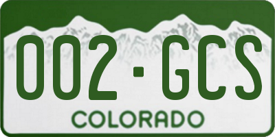 CO license plate 002GCS