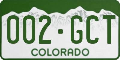 CO license plate 002GCT