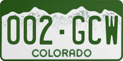 CO license plate 002GCW