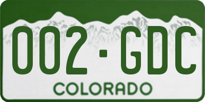 CO license plate 002GDC