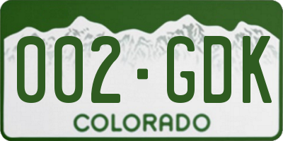 CO license plate 002GDK