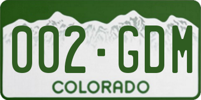 CO license plate 002GDM