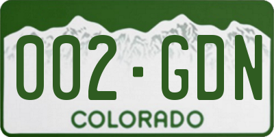 CO license plate 002GDN