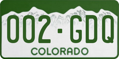 CO license plate 002GDQ