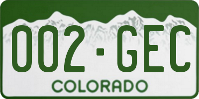 CO license plate 002GEC