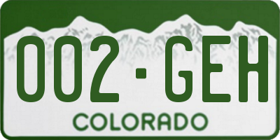 CO license plate 002GEH