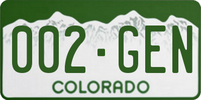 CO license plate 002GEN