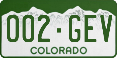 CO license plate 002GEV