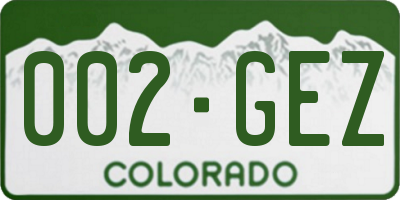 CO license plate 002GEZ