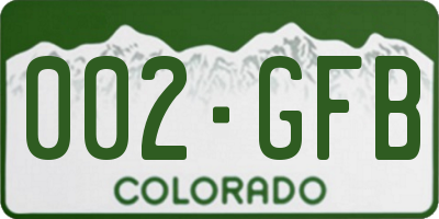 CO license plate 002GFB