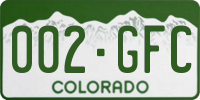 CO license plate 002GFC