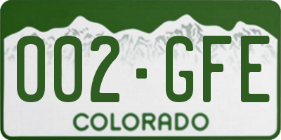 CO license plate 002GFE