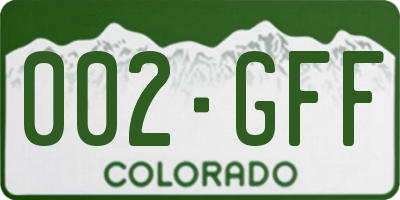 CO license plate 002GFF