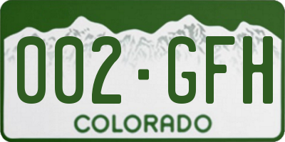 CO license plate 002GFH