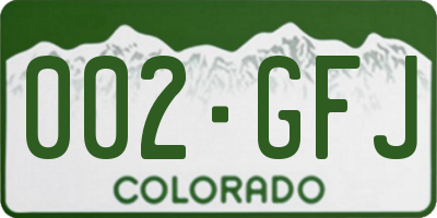 CO license plate 002GFJ