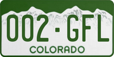 CO license plate 002GFL