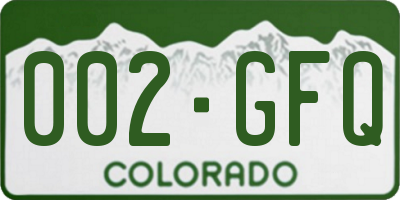 CO license plate 002GFQ