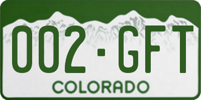 CO license plate 002GFT