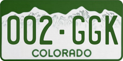 CO license plate 002GGK