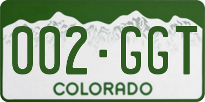CO license plate 002GGT