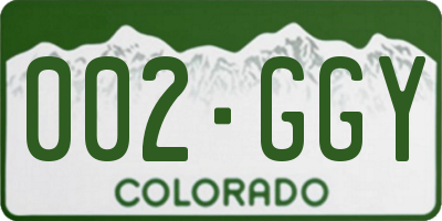 CO license plate 002GGY