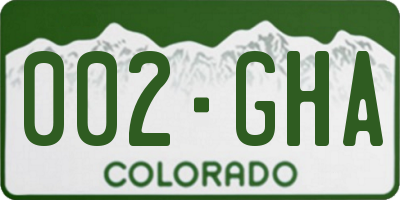 CO license plate 002GHA