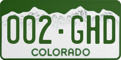 CO license plate 002GHD