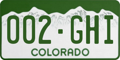 CO license plate 002GHI