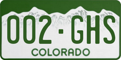 CO license plate 002GHS