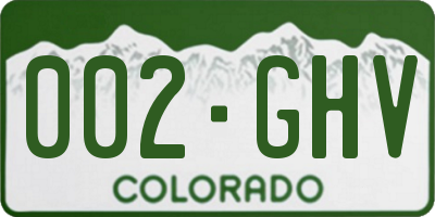 CO license plate 002GHV