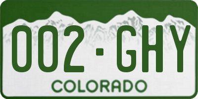 CO license plate 002GHY