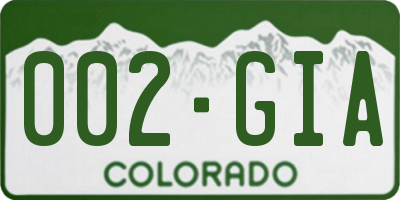 CO license plate 002GIA