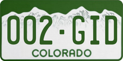 CO license plate 002GID
