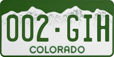 CO license plate 002GIH