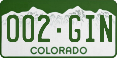 CO license plate 002GIN