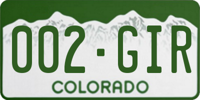 CO license plate 002GIR