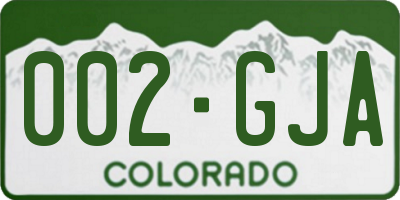 CO license plate 002GJA