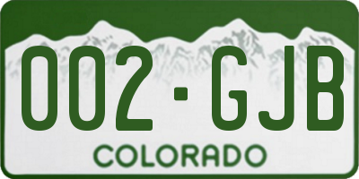 CO license plate 002GJB