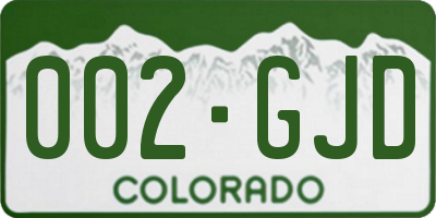 CO license plate 002GJD